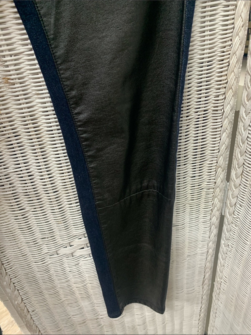 Roberto Cavalli Black Skinny Leather Jeans with denim Navy back Panel - Picture 3 of 8